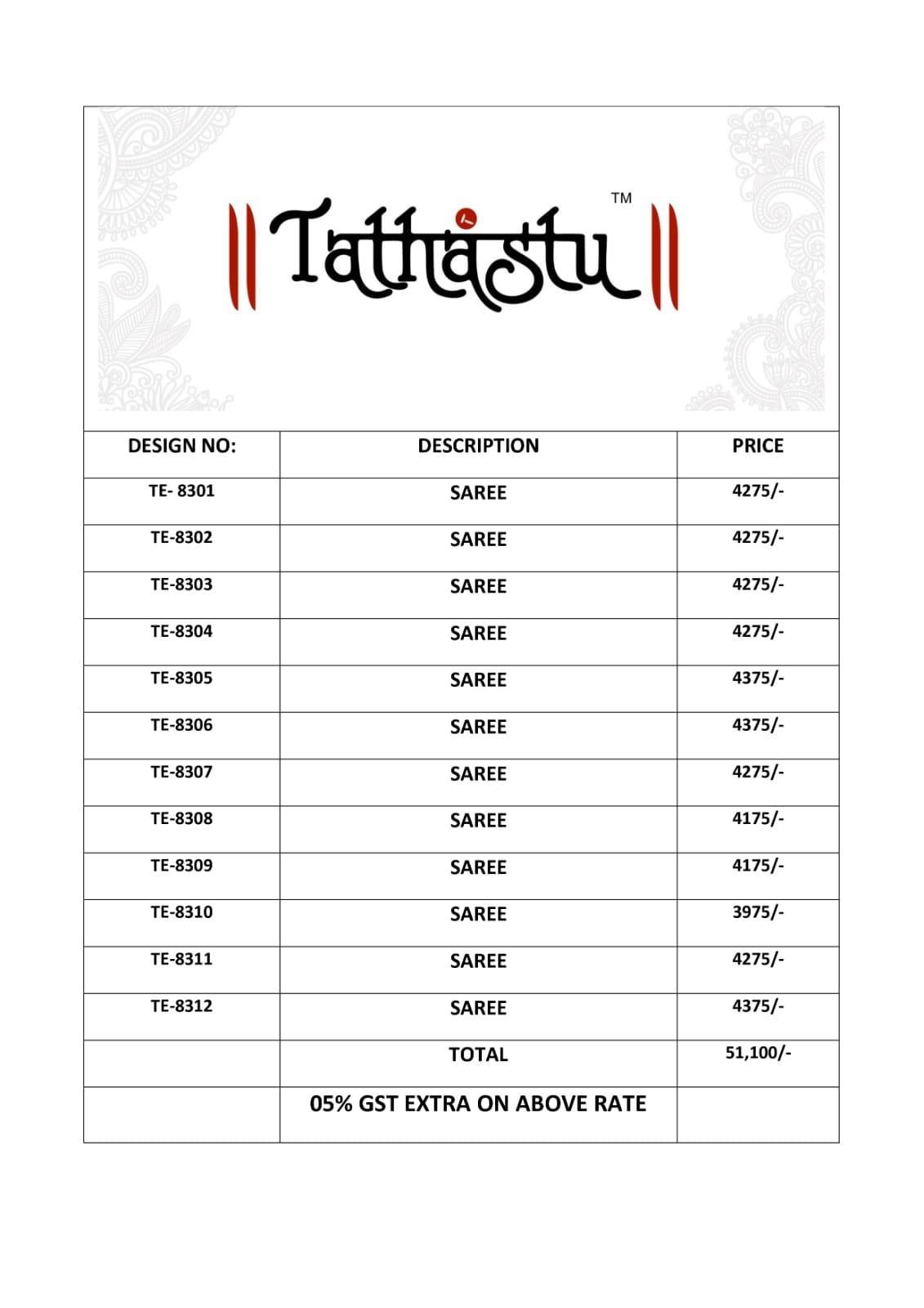 ANAARA 8300 SERIES BY TATHASTU 8301 to 8312 Series Indian Traditional Bridal Wear Collection Beautiful Stylish Fancy Colorful Party Wear & Occasional Wear Silk Sarees At Wholesale Price